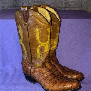 Used Men’s Rudel Leather Alligator Print Cowboy Boots Size 10.5EE (29.5EE)
